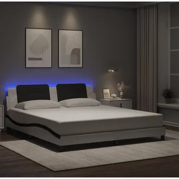 Postel vidaXL Rám postele s LED bez matrace Zadar 180 x 200 cm [3214124] Barva: Bílá a černá