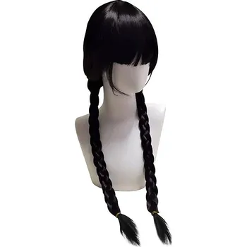 FunCo Wednesday černá paruka s copánky 65 cm