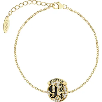 Náramek Pozlacený stříbrný náramek se zirkony a smaltem - Harry Potter, Nástupiště 9 a ¾, Warner Bros. Discovery - WB537-7781