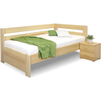 Postel Rohová zvýšená postel Valentin-Pravá, 120x200 cm, masiv buk