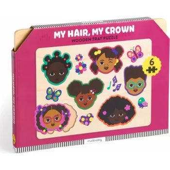 Dřevěná hračka Mudpuppy Dřevěné puzzle Moje vlasy, moje koruna