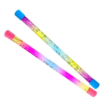 Karnevalový doplněk Duhová hůlka pro roztleskávačky s flitry v tekutině 31 cm mix barev
