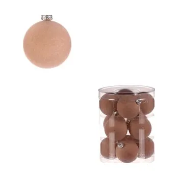 Vánoční dekorace Kulaté sametové ozdoby - pr. 5 cm, barva cappuccino, cena za balení (12 ks).