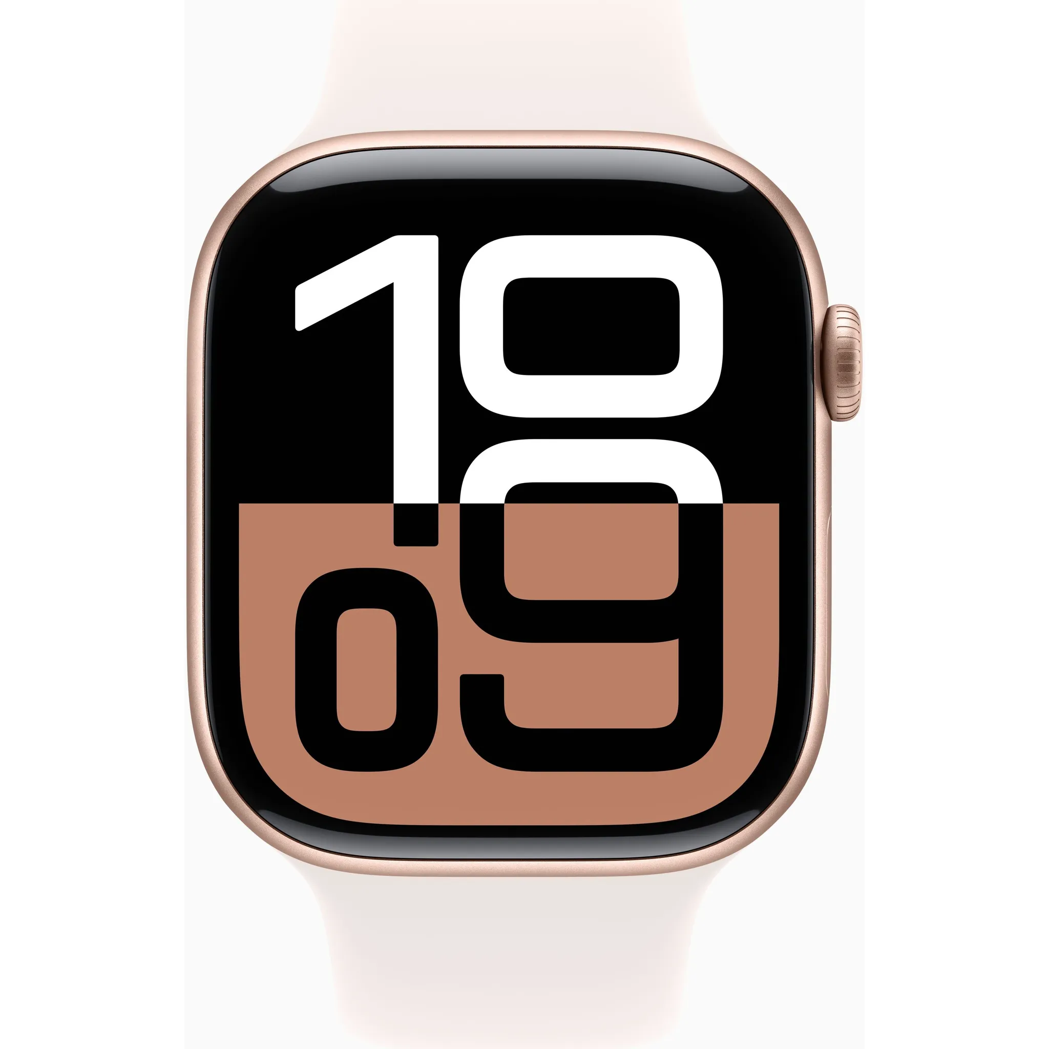 Fotografie 1 - Chytré hodinky Apple Watch Series 10 46 mm růžově zlatý hliník se světle ruměným sportovním řemínkem M/L