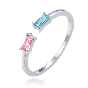 Prsten MINET Elegantní stříbrný prsten s růžovým a modrým zirkonem vel. 58 JMAS0243PR58