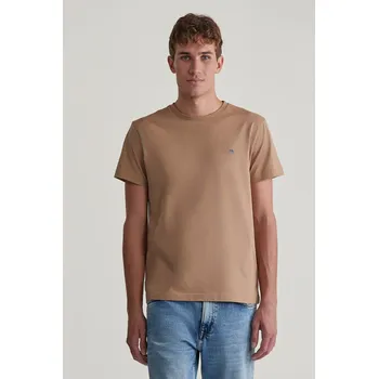 Pánské oblečení TRIČKO GANT SLIM SHIELD SS T-SHIRT WARM KHAKI
