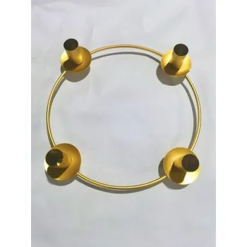 Svícen Kovový kruhový svícen zlatý 25 cm