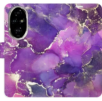 Pouzdro na mobilní telefon Flipové pouzdro iSaprio - Purple Marble - Honor 200 Pro