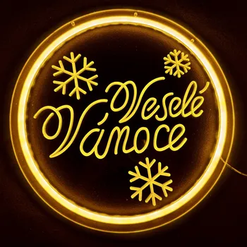 Vánoční dekorace Luxusní LED Neonové osvětlení Veselé Vánoce bílá studená