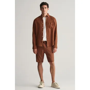 Pánské kraťasy ŠORTKY GANT RELAXED LINEN DS SHORTS COGNAC BROWN