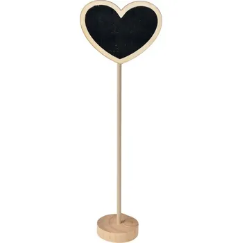Přírodní dřevěná tabulka ve tvaru srdce s kolíčkem - 8*5*27 cm