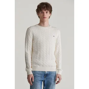 Pánský svetr SVETR GANT COTTON CABLE C-NECK CREAM