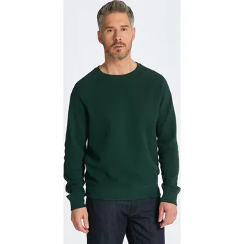 Pánská mikina MIKINA GANT WAFFLE TEXTURE C-NECK TARTAN GREEN