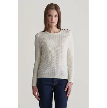 Dámský svetr SVETR GANT MINI CABLE KNIT C-NECK CREAM