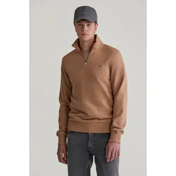Pánské oblečení MIKINA GANT REG SHIELD HALF ZIP SWEAT WARM KHAKI