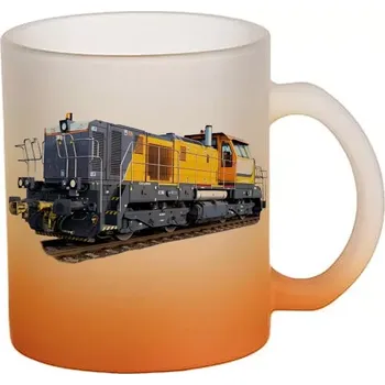 skleněný hrnek lokomotiva 741.726 (hrneček s lokomotivou matné sklo vlak)