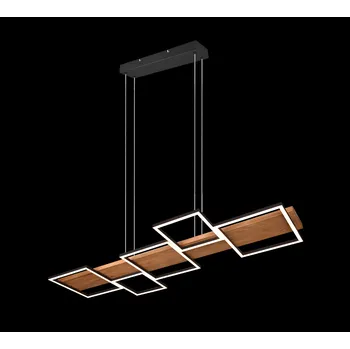 Trio 622910532 LED přisazené stropní svítidlo Harper 1x42W | 5700lm | 3000K - stmívatelné, Switch Dimmer, nastavitelná výška, černá, dřevo + Sada inteligentní žárovky E14 s dálkovým ovladačem - RGB, WiZ