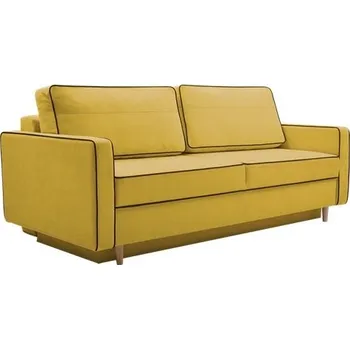 Pohovka FELICITA - pohovka (FASTA)nová látka ŽLUTÁ KRONOS 43 / paspulka černá, nohy buk (IZ) (K250) NOVÁ LÁTKA