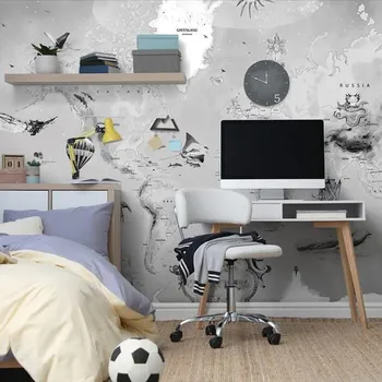 Tapeta Dovido Samolepící tapeta kreslená šedá mapa