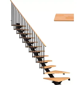 DOLLE SYDNEY - modulové schody 1/4 zat. do 270 cm, zábradlí CLASSIC III (1/4 zatočení 11 nášlapů)