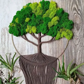 Stojan na květiny Auura Macramé mechový strom Velikost: Kruh 25 cm, Varianta: Varianta 2