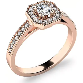 Prsten Dámský prsten růžové zlato 585/1000 přírodní diamant 0.312 ct 140035-CV-DIA velikost 58