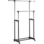 Mobilní kovový věšák 170x142 cm černá/lesklý chrom