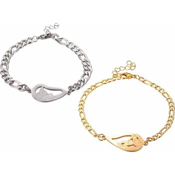 Drahý kámen Náramky pro páry z nerez oceli Srdce chlapeček a holčička obvod cca 19,5 cm