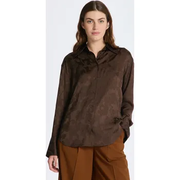 Dámská košile KOŠILE GANT RELAXED LACE JACQUARD SHIRT RICH BROWN