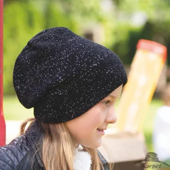 Čepice Dětská pletená prodloužená čepice černá