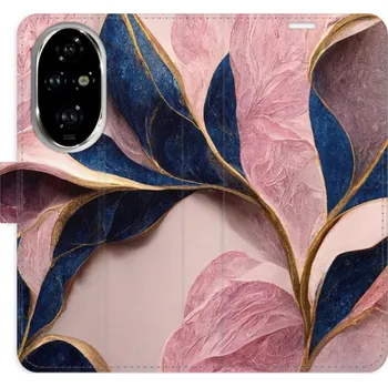 Pouzdro na mobilní telefon Flipové pouzdro iSaprio - Pink Leaves - Honor 200 Pro