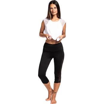 Dámské legíny Černé dámské 3/4 legíny s poloprůsvitnými vsadkami Velikost: XL