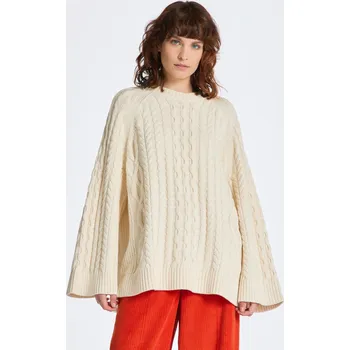 Dámský svetr SVETR GANT OVERSIZED CABLE KNIT C-NECK CREAM