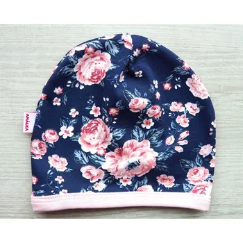 Kojenecká čepice AMÁLKA Bavlněná čepička saporka, tmavé květy Velikost: 74-80