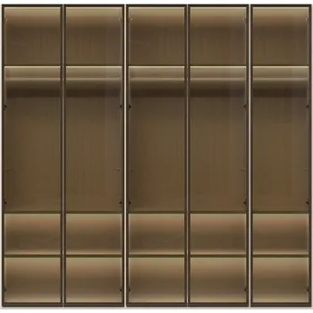 Šatní skříň Pětidveřová prosklená šatní skříň Baptiste - béžová