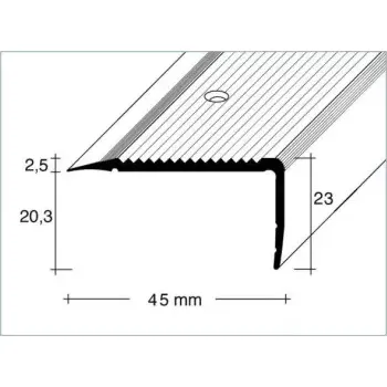 půdní výlez Eurofinal schodová hrana vrtaná 45x23 mm,stříbro, 270 cm - hliník (hrana na schody,)