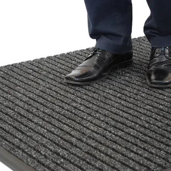 Rohožka Šedá textilní vstupní rohož FLOMA Koral - délka 110 cm, šířka 210 cm, výška 1,4 cm