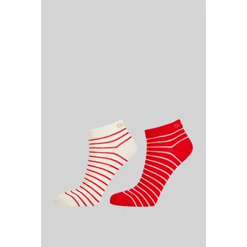 Dámské oblečení PONOŽKY GANT BRETON STRIPE ANKLE SOCKS 2-PACK BRIGHT RED