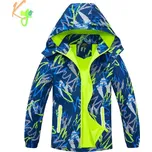 Chlapecká šusťáková bunda zateplená Kugo B2993 tmavě modrá / zelený zip (Chlapecká jarní, podzimní bunda)