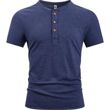 Pánské tričko Pánské slim fit tričko s knoflíky Barva: Tmavě Modrá, Velikost: XL