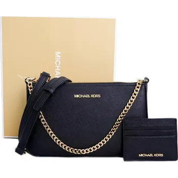 Kabelka Michael Kors kabelka černá a pouzdro na karty v dárkovém balení 2 v 1 + doprava zdarma