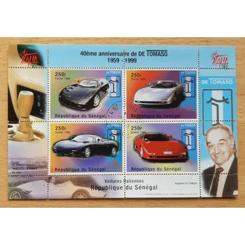 Sběratelství Senegal raz. aršík Bl 83, automobily "de Tomaso", r. 1998