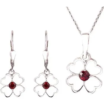 Souprava šperků granát souprava Set 235 (Set 235) povrchová úprava: rhodiované