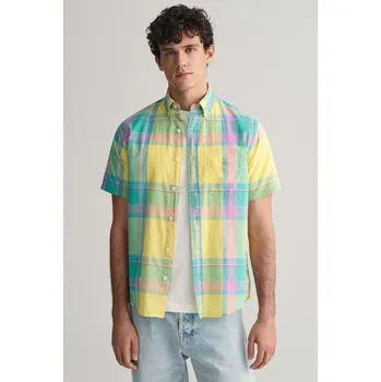 Pánské oblečení KOŠILE GANT REG COLORFUL MADRAS SS SHIRT LEMONADE YELLOW