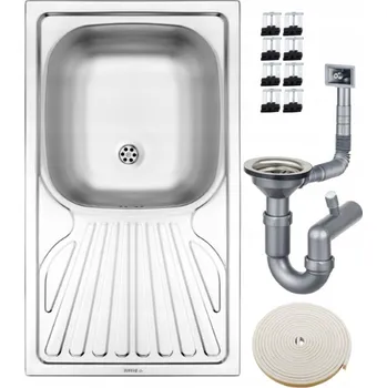 Granitový dřez Jednokomorový dřez Deante ocel šedý