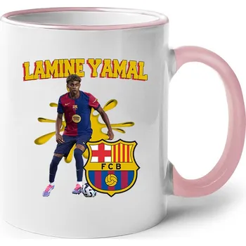 Keramický hrnek Lamine Yamal, Barva Růžová, Velikost 330 ml, Canvas Keramický hrnek s barevným uchem Bezvatriko.cz 2758