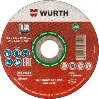 Brusný kotouč Řezný kotouč na kov Inox 125x1,0x22 Wurth Wurth 22182