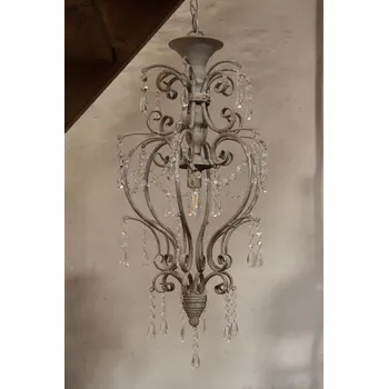 Kovové vintage světlo se skleněným závěsem Brocante – Ø 32*70 cm E14/max 1*25W