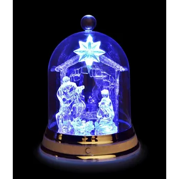 Vánoční dekorace Betlém uvnitř šturcu - 21cm - hrající a svítící LED (Hraje melodie a svítí.)