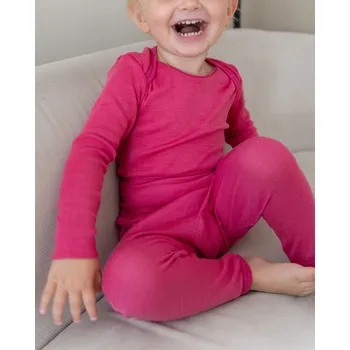 Kojenecké oblečení Dětské body z merino vlny a hedvábí Cosilana s dlouhým rukávem růžové Velikost: 86/92